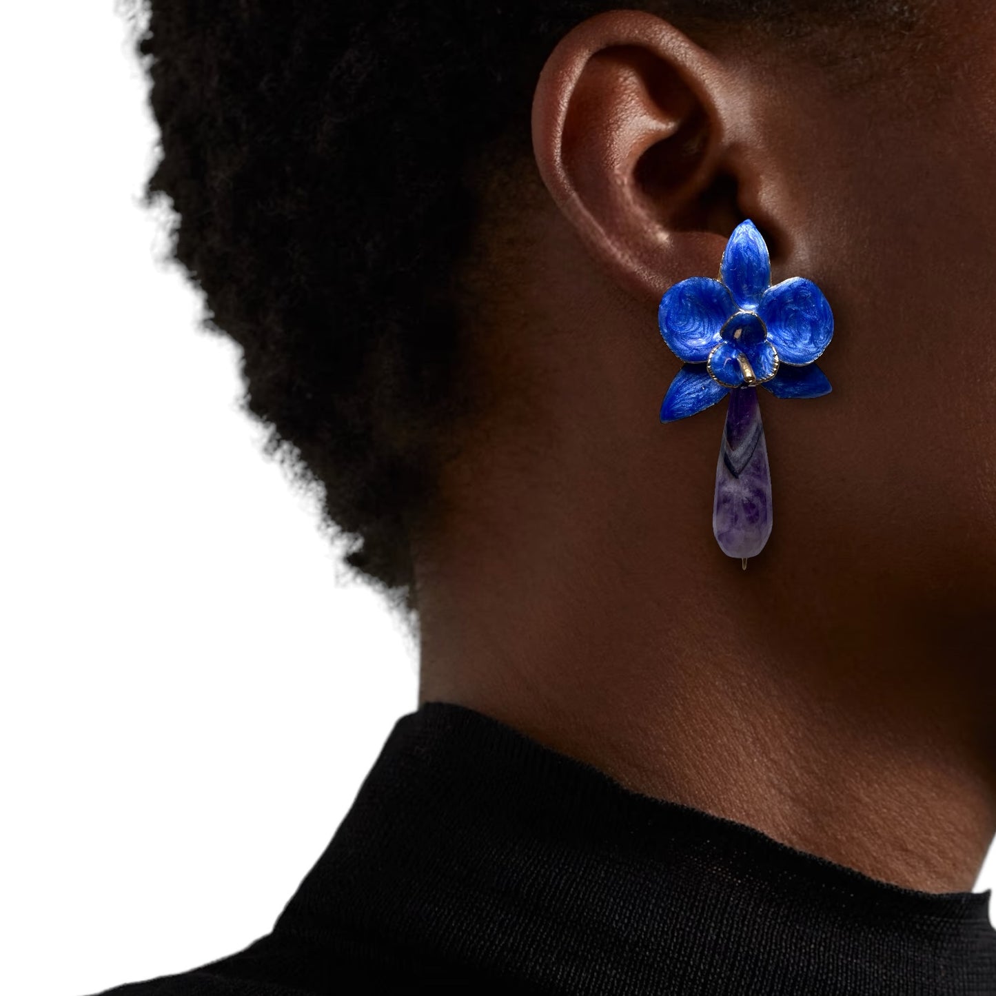 Blue Persian Flower Earrings