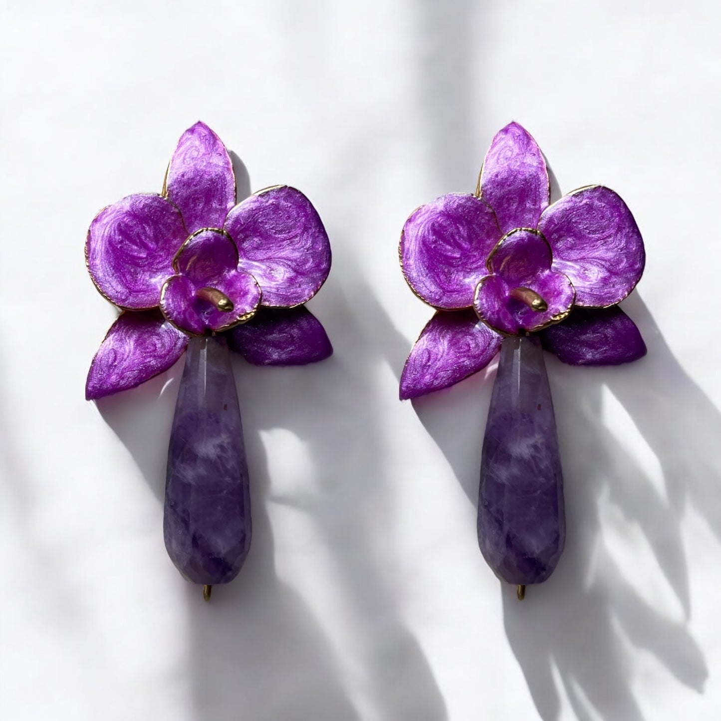 Amethyst Persian Floral Earrings