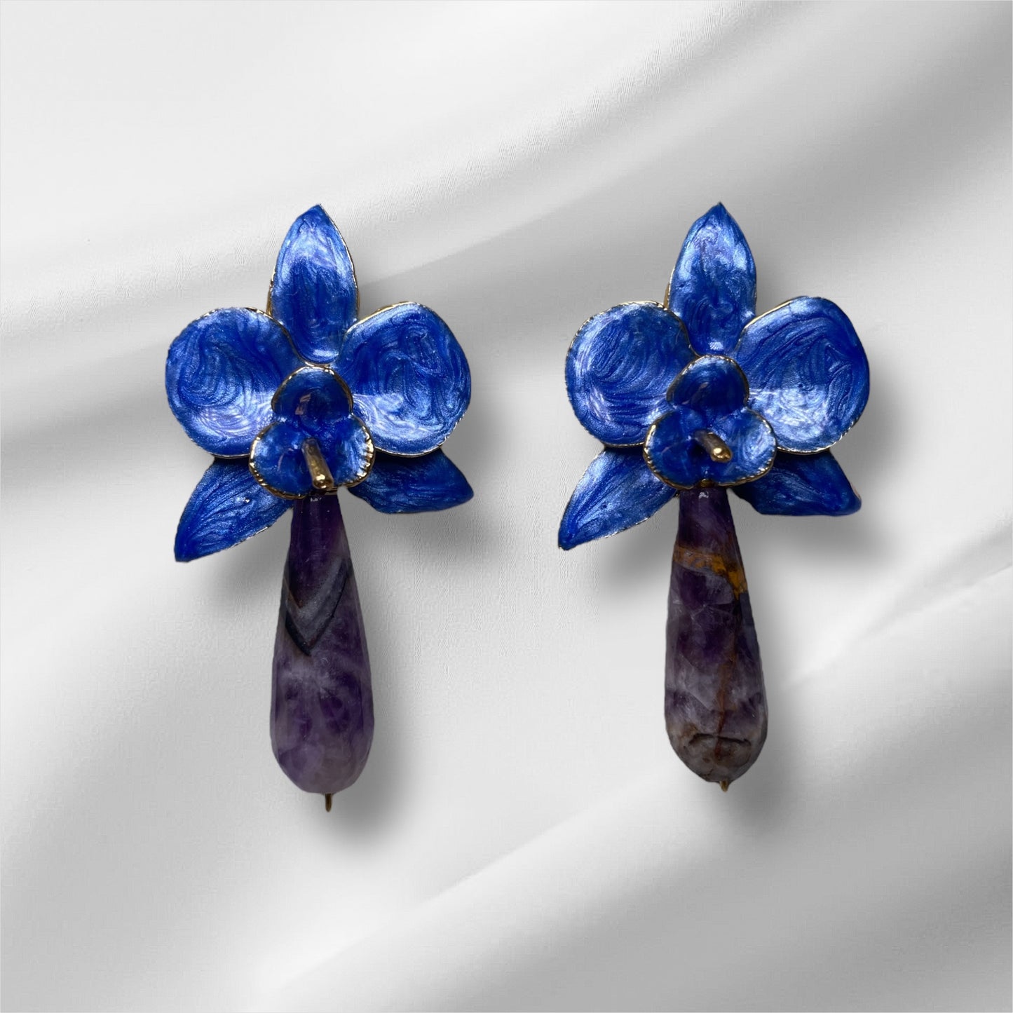 Blue Persian Flower Earrings