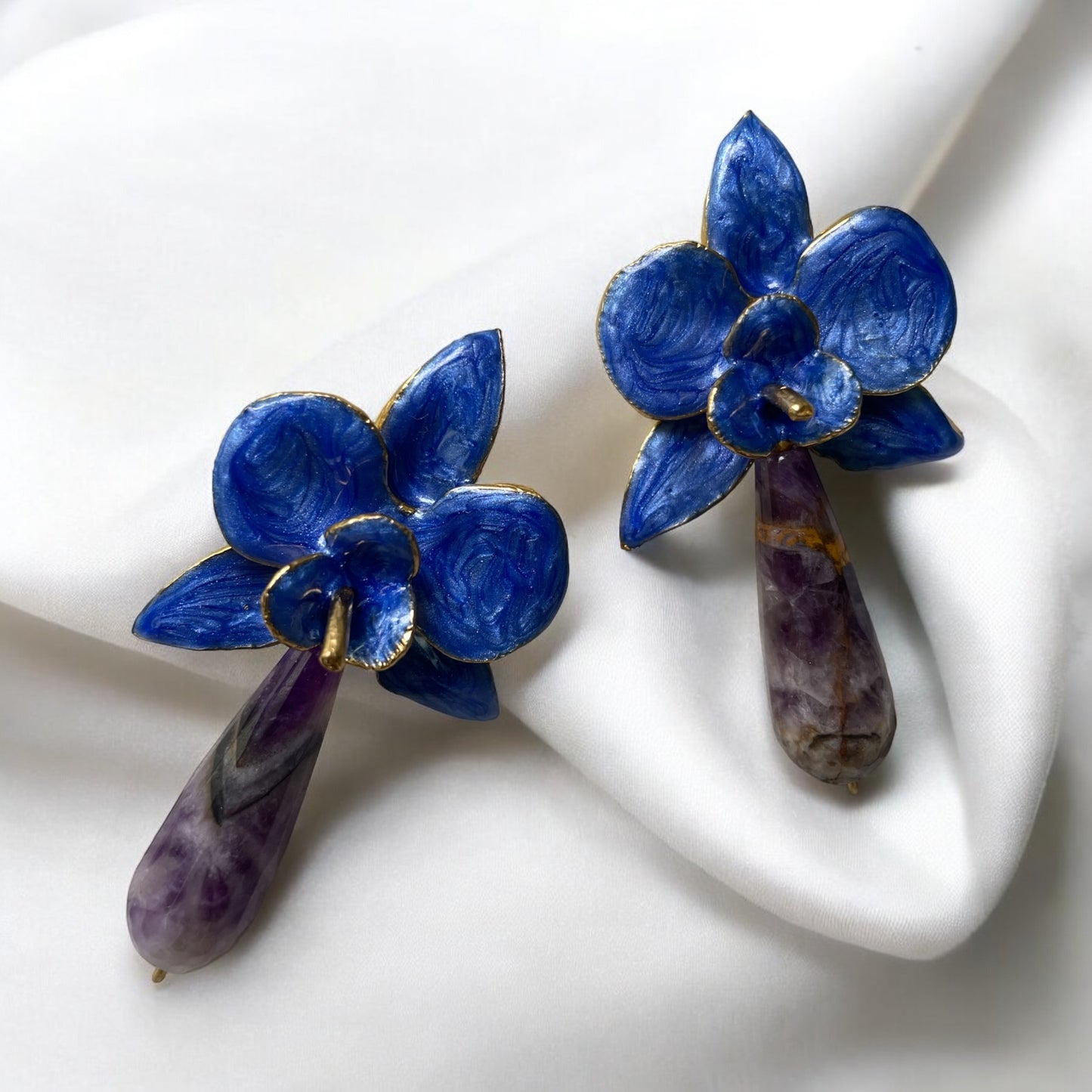 Blue Persian Flower Earrings