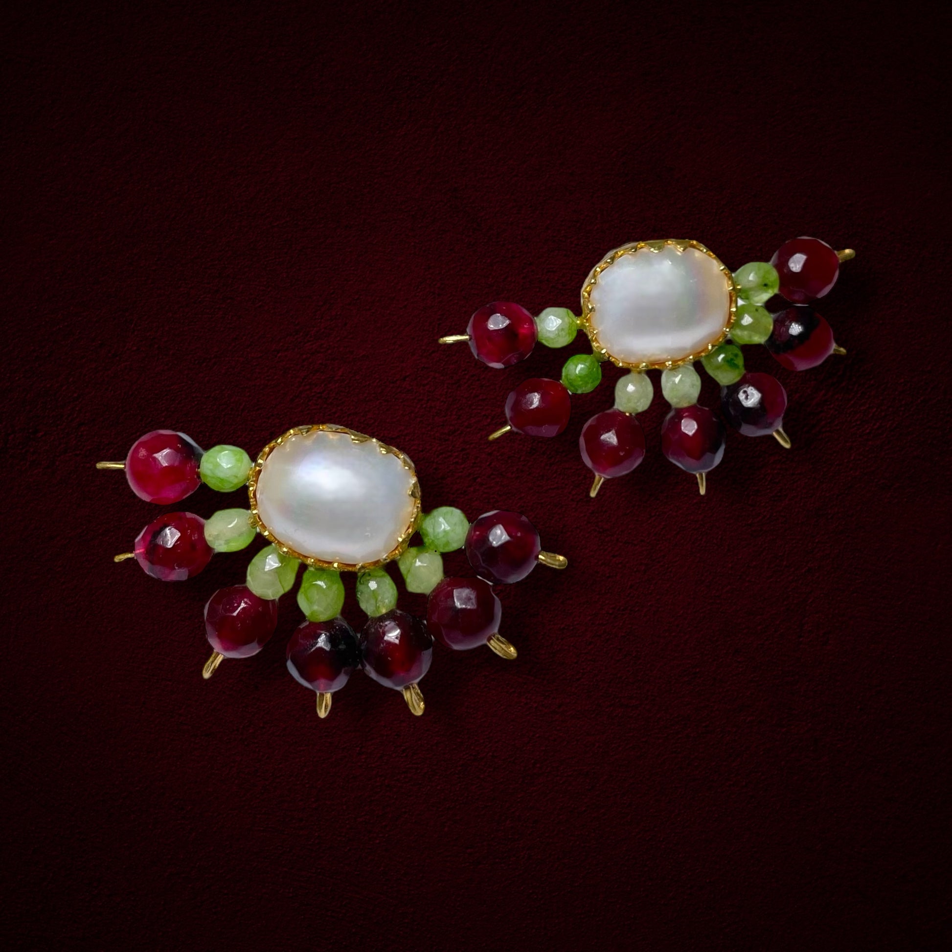 Bote A Mano Burgundy & Pearl Earrings