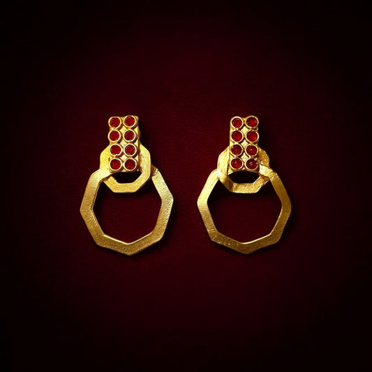 Bote A Mano Geometric Ruby Earring