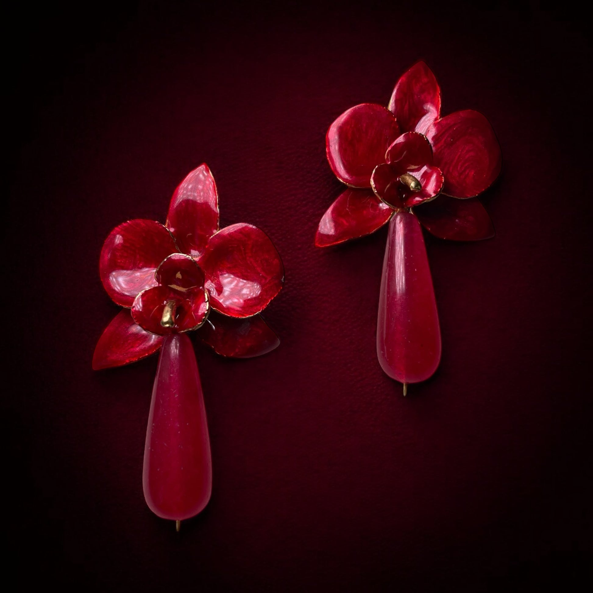 Bote A Mano Red Flower Earrings