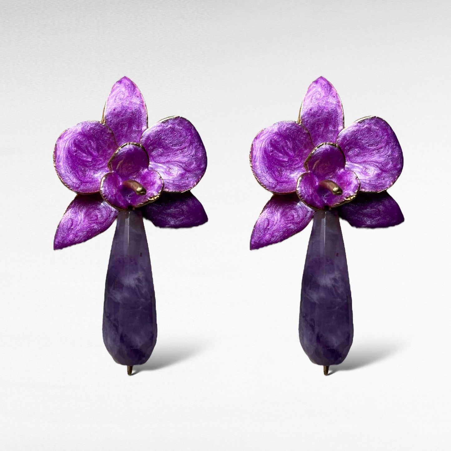 Amethyst Persian Floral Earrings