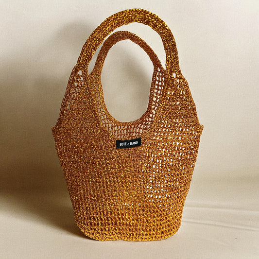 Bote A Mano - Orange Metallic Raffia Bag