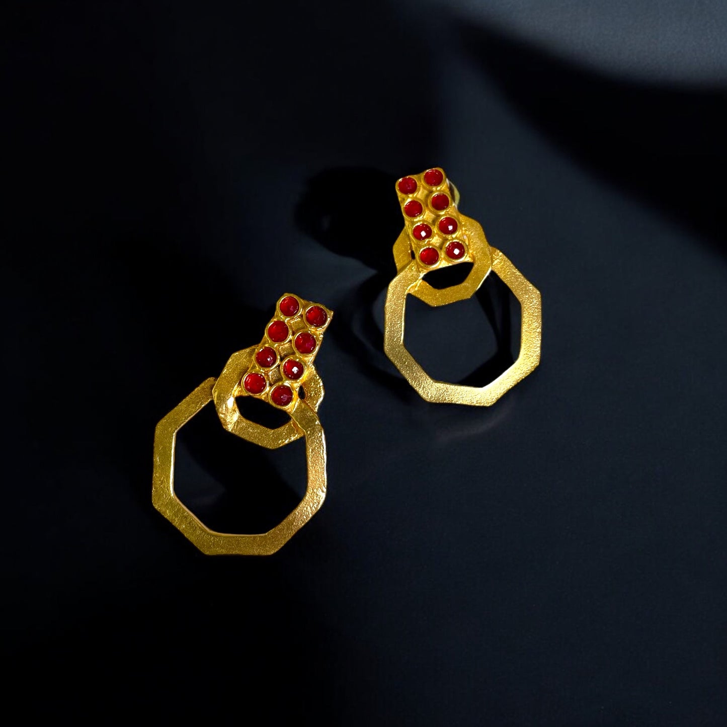 Geometric Ruby Earrings