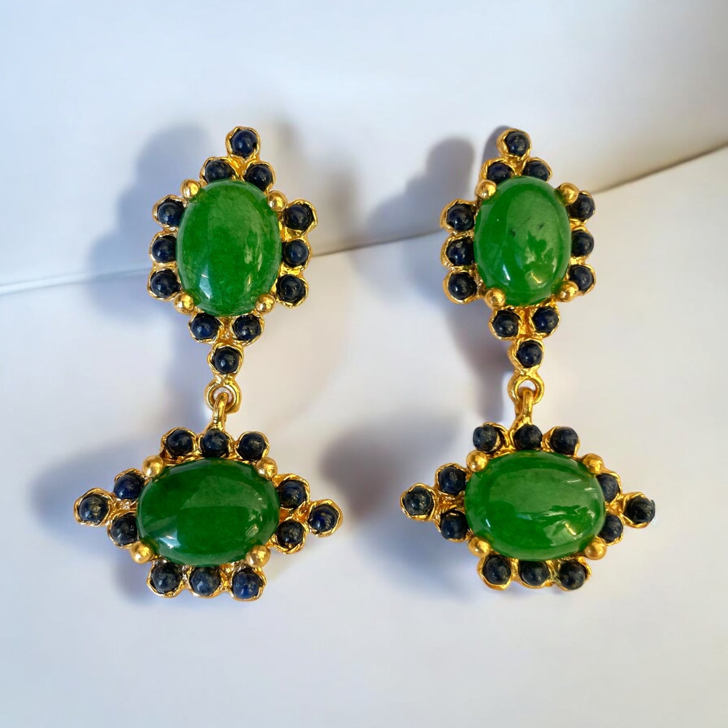 Persian Jade & Blue Sapphire Earring