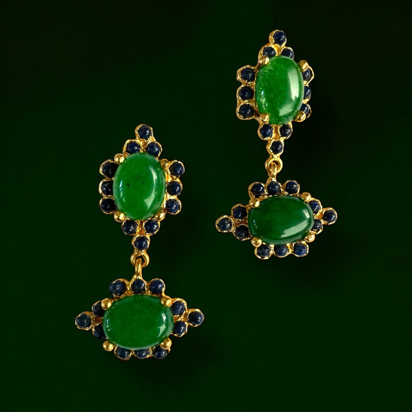 Persian Jade & Blue Sapphire Earring