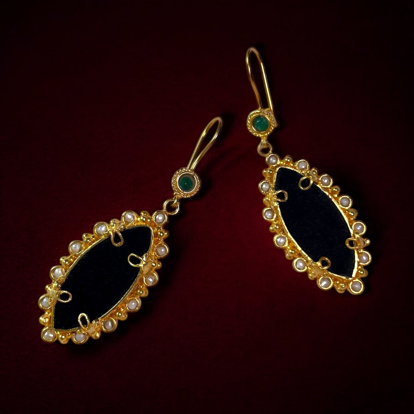 Persian Pearl Gold Drop Earrings